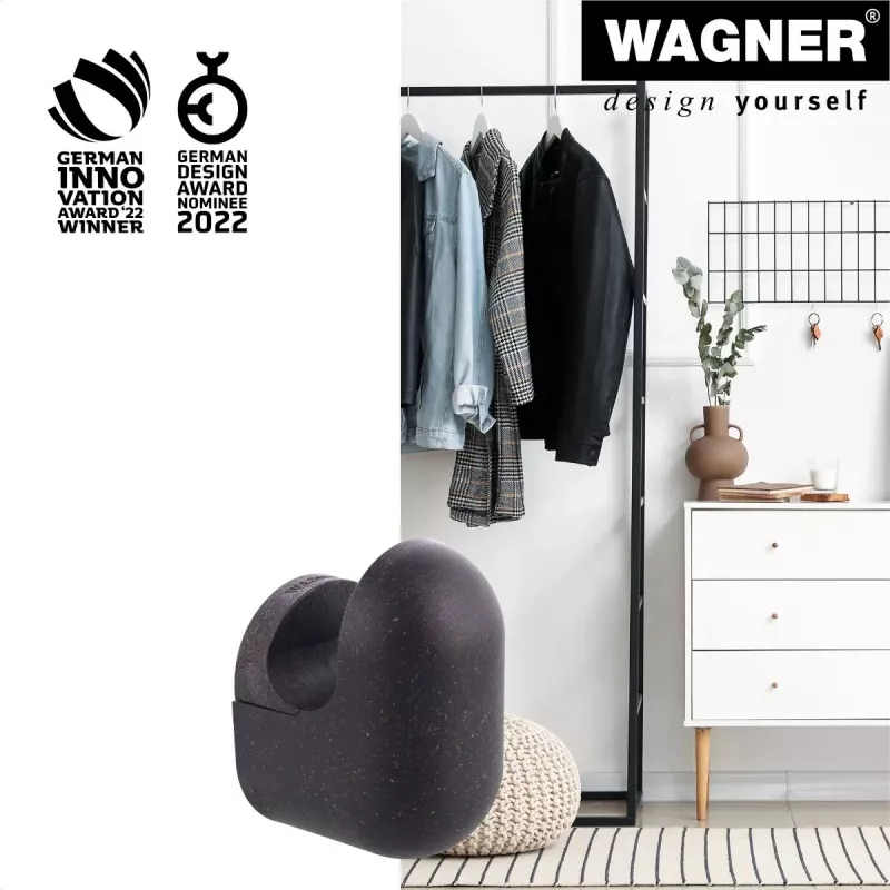 Wagner design yourself PILL naulakko, 1 koukku, musta, alumiini, seinäasennus, 40 mm 17040221