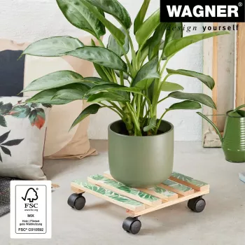 WAGNER design yourself kasvirulla GH0645 neliömäinen puumuotoilu 29 x 8 cm, luonnon koivuviiluvaneri, 4 ohjauspyörää, 100 kg kantavuus 20064501