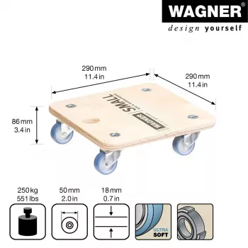 Wagner design yourself kuljetuspyörä MM 1353 koivu 29,0 x 29,0 x 8,6 cm enintään 250 kg (20135301)