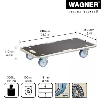 Wagner design yourself kuljetuspyörä MM 1345 ruskea 36,5 x 74,0 x 14,5 cm enintään 300 kg (20134501)