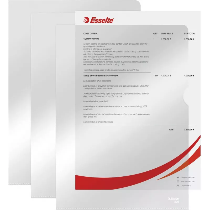 LEITZ Esselte Standard Plus muovitaskut A4, 100 kpl pakkaus, läpinäkyvä, polypropeeni 56218