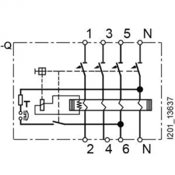 Siemens SENTRON 5SV36448 vikavirtasuojakytkin, tyyppi A, 40 A, 300 mA, 4-napainen, 400 V, selektiivinen