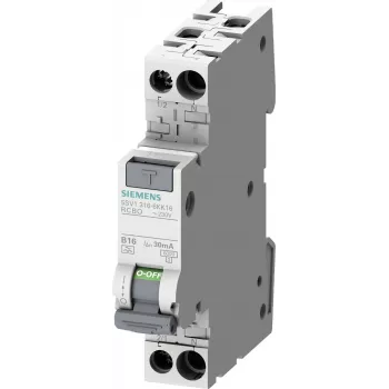 Siemens 5SV1316-7KK06 RCBO, 1P+N, 6 A, C-laukaisukäyrä, 30 mA, tyyppi A, 6 kA