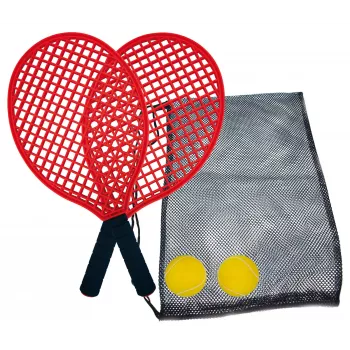 Schildkröt beach tennis -sarja, musta/punainen – 2 muovimailaa ja pehmeä pallo 970130