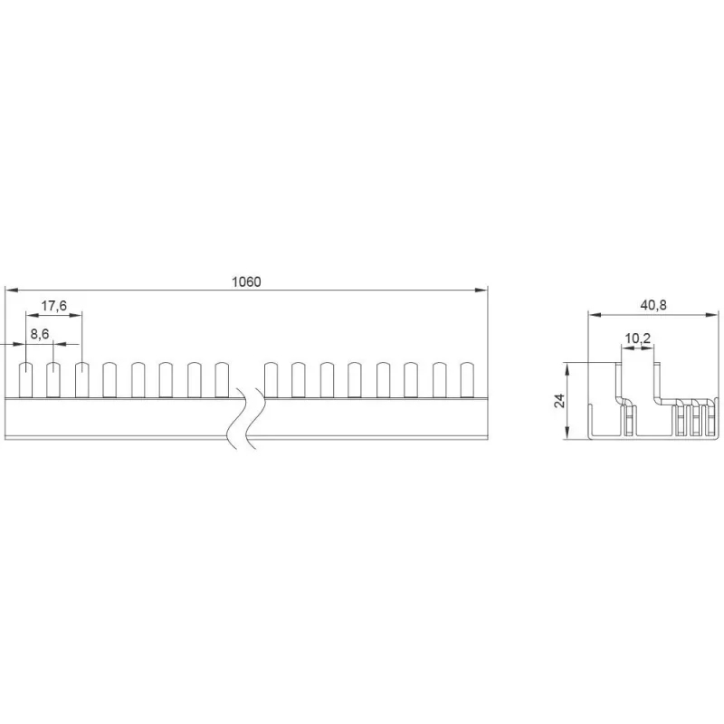 SIEMENS 5ST37730 tappikisko 10mm² 3P+N 1000mm