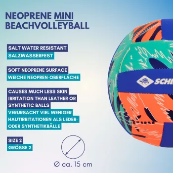 SCHILDKROT neopreeni mini rantalentopallo koko 2 pehmeä tekstiilipinta suolavedenkestävä 970342
