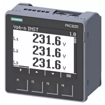 Siemens SENTRON PAC3220 tehonmittauslaite, Modbus TCP, LCD, 96x96mm kojetauluasennus, 690/400V AC, 24-60V DC apujännite, ruuviliittimet 7KM32201BA011EA0