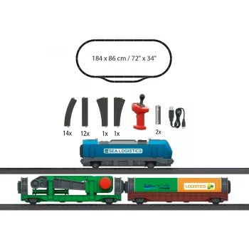 Märklin 29349 H0 aloituspakkaus Konttilogistiikka, dieselveturi sarja 232 ja 3 konttivaunua
