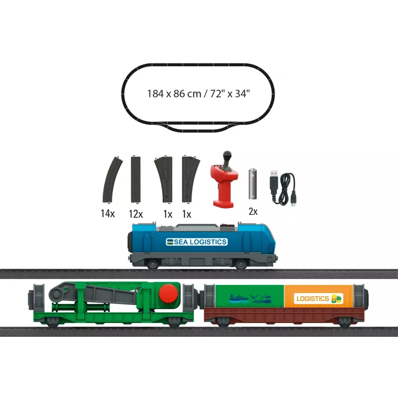 Märklin 29349 H0 aloituspakkaus Konttilogistiikka, dieselveturi sarja 232 ja 3 konttivaunua