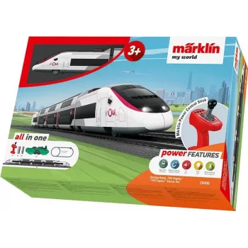 Märklin TGV Duplex H0 5-osainen digitaalinen junasarja Mobile Station 2:lla, valkoinen/musta 029406