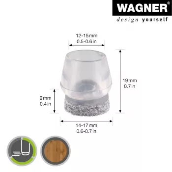 Wagner design yourself EH 0555 tuolinjalkojen suojat, muovi, Ø 14-17 mm, 4 kpl (15055599)