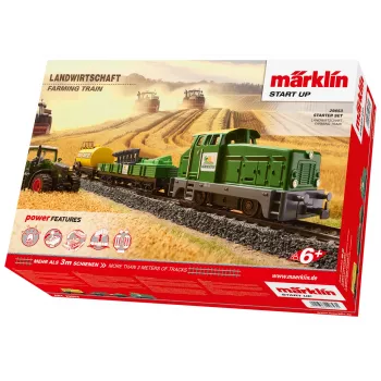 Märklin 29653 H0-aloituspaketti maatalous - digitaalinen höyryveturi BR 81, mfx+ Sound, Mobile Station 3, C-kisko-ovaali, vaunu traktorilla ja heinäpaaleilla