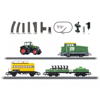 Märklin 29653 H0-aloituspaketti maatalous - digitaalinen höyryveturi BR 81, mfx+ Sound, Mobile Station 3, C-kisko-ovaali, vaunu traktorilla ja heinäpaaleilla