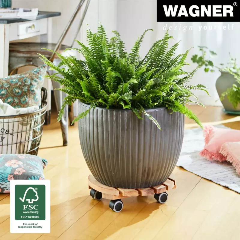 WAGNER Multiroller ERLE soft pyöreä Ø34cm kasvirulla, massiivileppäpuu, 100 kg, 3 ohjausrullaa, lattiaa suojaava 20026201
