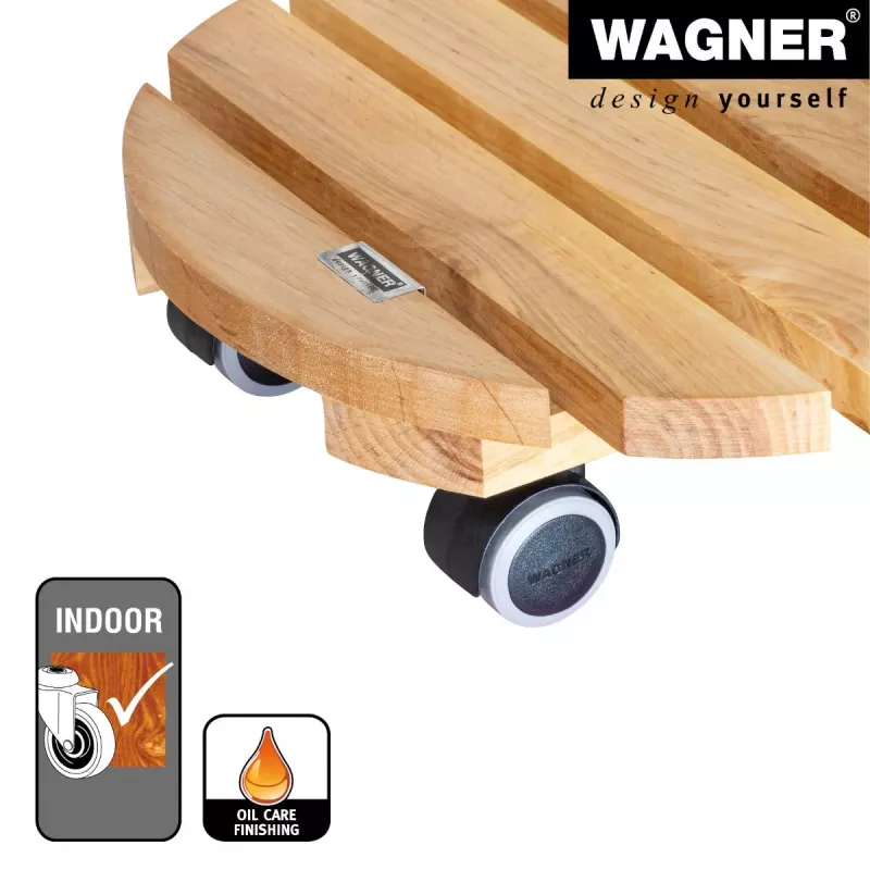 WAGNER Multiroller ERLE soft pyöreä Ø34cm kasvirulla, massiivileppäpuu, 100 kg, 3 ohjausrullaa, lattiaa suojaava 20026201