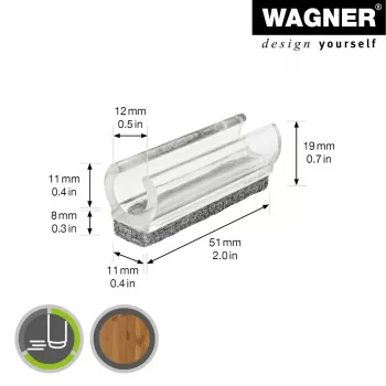 Wagner design yourself EH 0690 klipsikiinnitteiset kalusteliukujalat, muovi, 12 mm pyöreät jalat, 4 kpl:n pakkaus, valkoinen 15069099