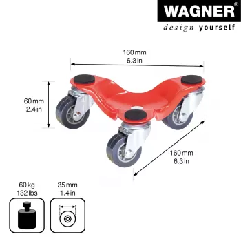 Wagner design yourself kuljetusrulla MM 1193 punainen 160 x 160 x 60 mm, 60 kg kantavuus, 4 kääntöpyörää (20119301)