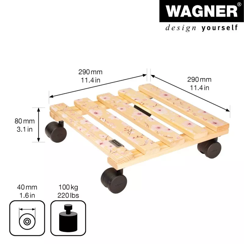 WAGNER design yourself kasvirulla GH0646 neliömäinen puukuvio 29 x 8 cm 20064601
