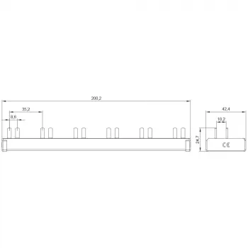 SIEMENS 5ST36760 tappikiskokisko 10mm² 1P+N 12 moduulia, 6 AFDD + 6 komponenttia