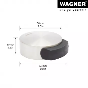 Wagner Design Yourself EH 5111 lattia-asennettava ovenpysäytin, sinkkipainevalu kumirenkaalla, satiinimetallinikkeli, 50 mm halkaisija (15511111)