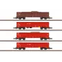 Märklin 82542 Z Gauge 4-osainen korkealaita-vaunusarja - romujuna DB AG, kausi V