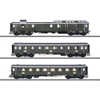 Märklin 42490 H0 3-vaunun sarja pikajunan matkustajavaunut PwPost4ü-28 DRG