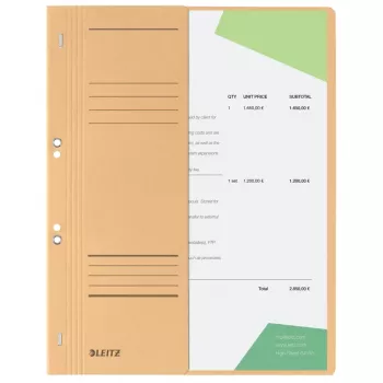 LEITZ rengasreitin DIN A4, manilakartonki, samppanja, virkanidonta, 250 g/m², 1-2 etukansi (90 mm leveä) merkintäkentällä - 50 kpl (3741-00-11)