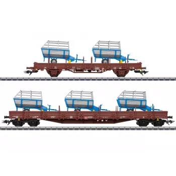 Märklin 46407 DB AG aikakausi VI pylväsvaunusarja (2 vaunua, puukuorma, H0)
