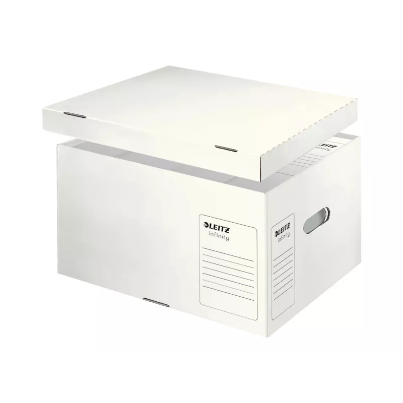 Leitz 61040000 Infinity arkistolaatikko, valkoinen, 10 kpl:n pakkaus, A4/Folio, pinottava, kierrätyskartonki