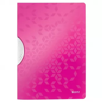 LEITZ WOW ColorClip klemmari A4 pinkki metallinhohtoinen 3D-kohokuvioidulla pinnalla, vaaleanharmaa sisäosa, 1 kpl 4185-00-23