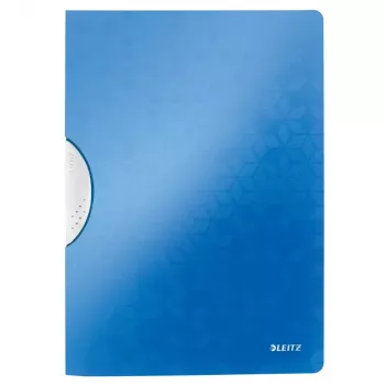 LEITZ WOW ColorClip A4 puristinliitin, metallinsininen 3D-kohokuvioidulla pinnalla, vaaleanharmaa sisus, 30 arkin kapasiteetti 4185-00-36