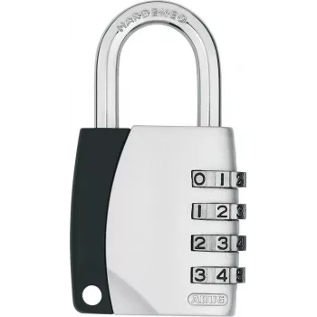 ABUS 155/40 yhdistelmäriippulukko 4-numeroinen säädettävä, alumiinirunko, karkaistu terässalpa, hopea ABVS30890
