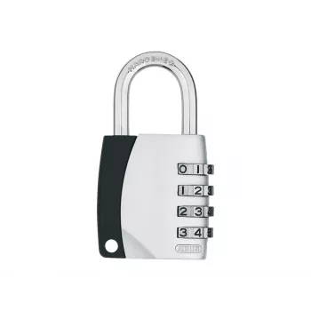 ABUS 155/40 yhdistelmäriippulukko 4-numeroinen säädettävä, alumiinirunko, karkaistu terässalpa, hopea ABVS30890