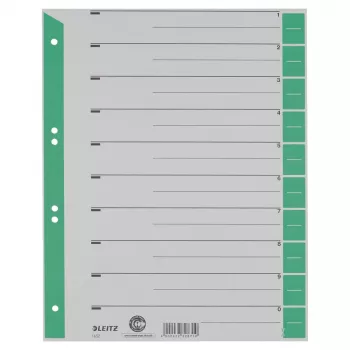 LEITZ 16523055 A4 kartonkiset välilehdet, vihreä, 25 arkkia, Universal 11-reikä, 160 g/m²
