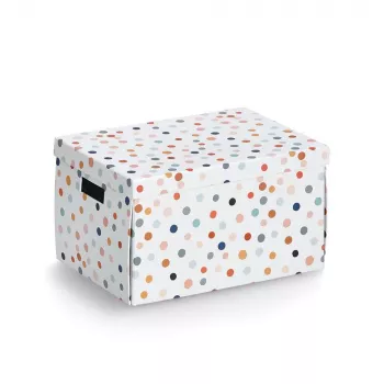 Zeller Dots säilytyslaatikko valkoinen pisteillä 25 x 35 x 20 cm 14475