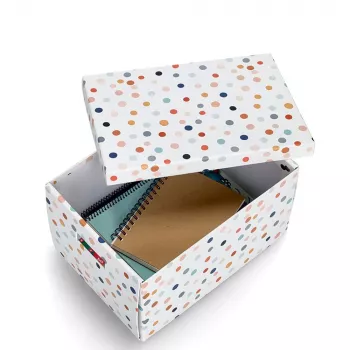 Zeller Dots säilytyslaatikko valkoinen pisteillä 25 x 35 x 20 cm 14475