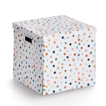 Zeller Dots valkoinen pilkkukuvioinen säilytyslaatikko 33,5 x 33 x 32 cm 14476