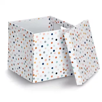 Zeller Dots valkoinen pilkkukuvioinen säilytyslaatikko 33,5 x 33 x 32 cm 14476