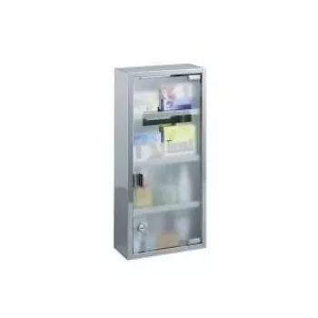 ZELLER lääkekaappi 57 x 27 x 12 cm ruostumaton teräs, lukittava, 2 hyllyä, seinäkiinnitys (99193)