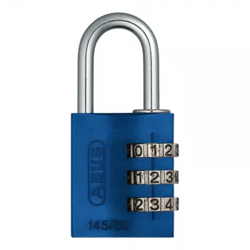 ABUS 145/30 alumiininen numerolukko, 3-numeroinen, sininen