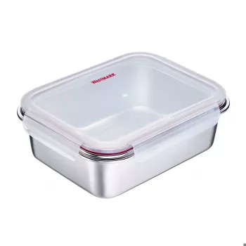 Westmark Click & Close elintarvikkeiden säilytysastia 2,25 L suorakaiteen muotoinen hopeinen kansi läpinäkyvä SAN ilmatiivis vuotamaton BPA-vapaa 23692270