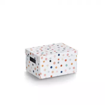 Zeller Dots säilytyslaatikko valkoinen pisteillä 18,0 cm x 25,0 cm 14474