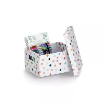 Zeller Dots säilytyslaatikko valkoinen pisteillä 18,0 cm x 25,0 cm 14474