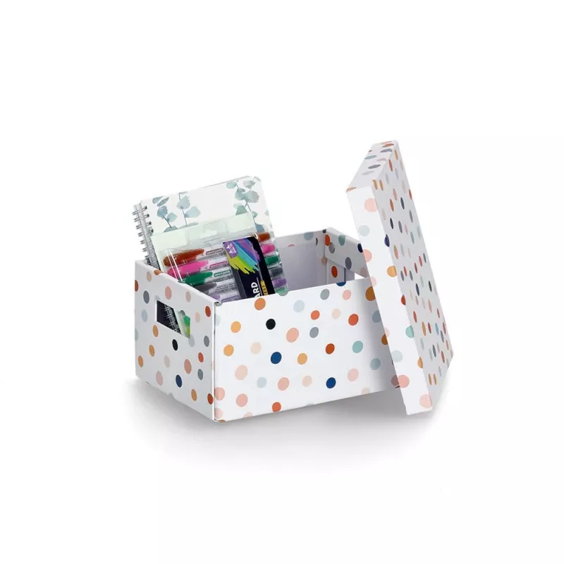 Zeller Dots säilytyslaatikko valkoinen pisteillä 18,0 cm x 25,0 cm 14474