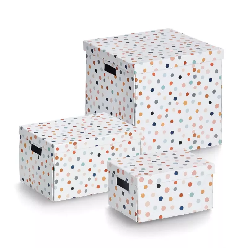 Zeller Dots säilytyslaatikko valkoinen pisteillä 18,0 cm x 25,0 cm 14474