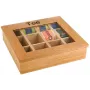APS vaaleanruskea bambu teelaatikko kirkkaalla katseluikkunalla, 9 lokeroa, 31 x 28 x 9 cm 11775