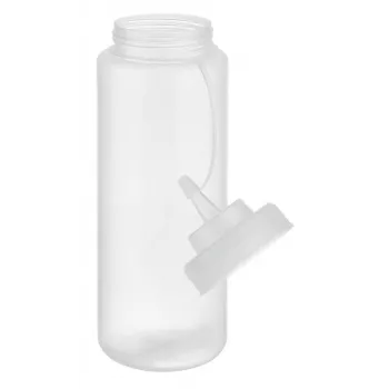 APS puristuspullo 1025 ml läpinäkyvä polyeteeni kierrekorkilla ja sulkukorkilla - 1 kpl (93259)