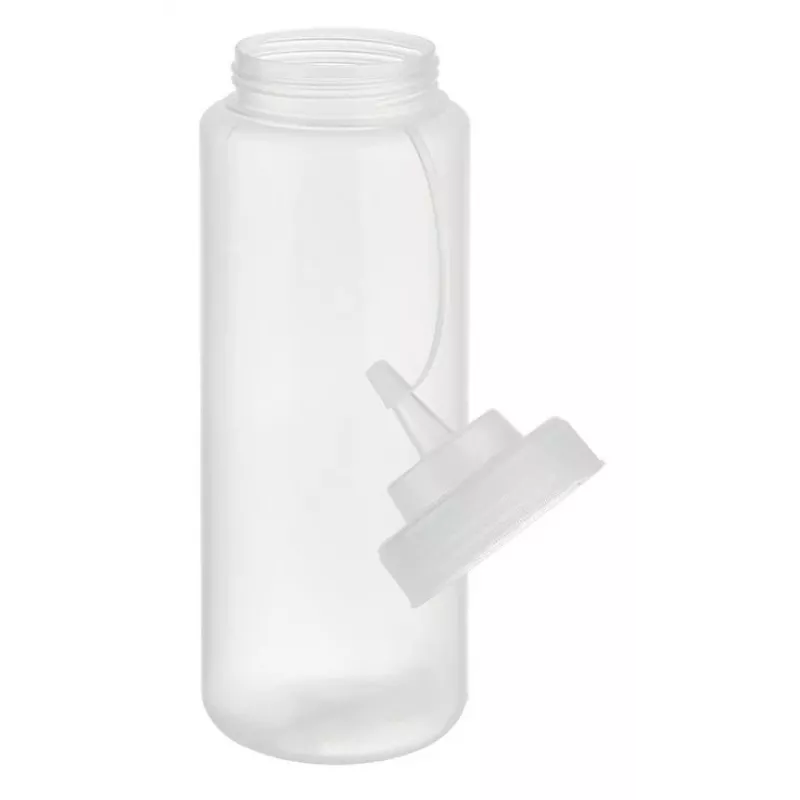 APS puristuspullo 1025 ml läpinäkyvä polyeteeni kierrekorkilla ja sulkukorkilla - 1 kpl (93259)