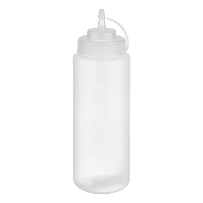 APS puristuspullo 1025 ml läpinäkyvä polyeteeni kierrekorkilla ja sulkukorkilla - 1 kpl (93259)