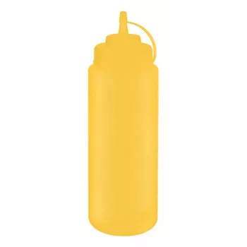 APS puristuspullo 1025 ml keltainen polyeteeni kierrekorkilla ja sulkukorkilla 93260